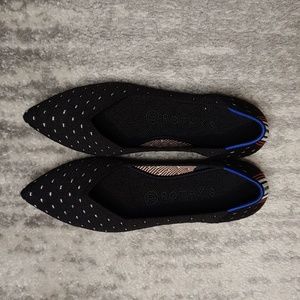 Rothy's Ivory & Black Dot Pointed Flats